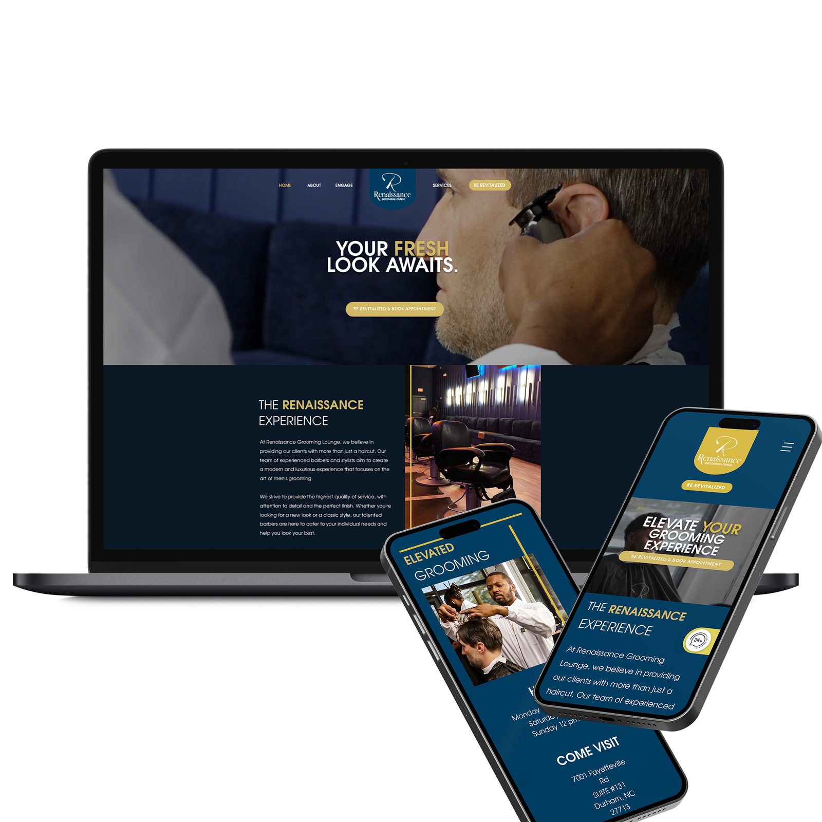 Renaissance Grooming Lounge Durham NC website design by Bull City Creative