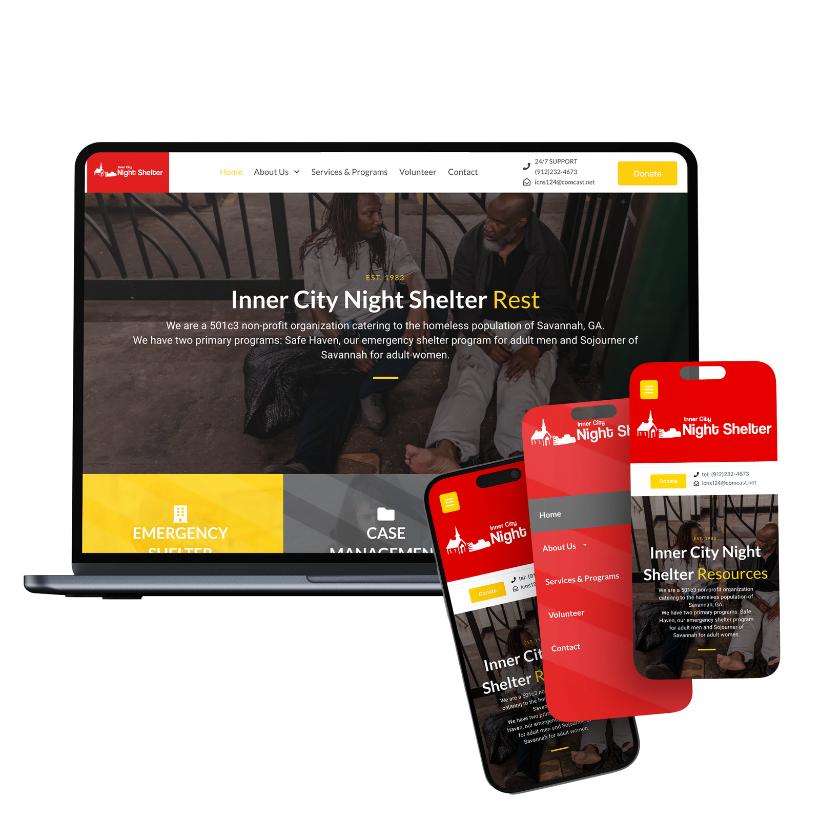 Inner City Night Shelter Durham NC website design by Bull City Creative