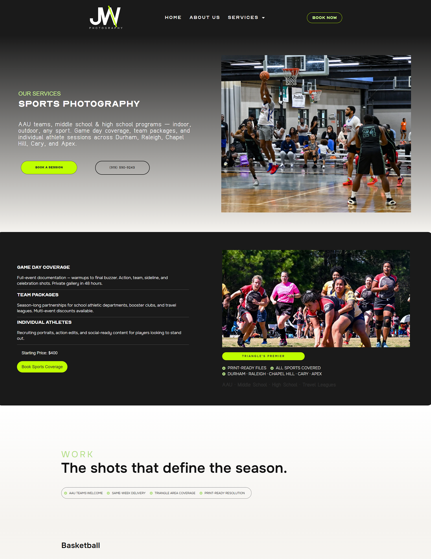 JW Sports Photography — brand and web work by ETG Strategy Partners